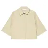 Colección de otoño 2026 transfronteriza: chaqueta/top de algodón de color liso, con cuello, de manga media 0155243, estilo europeo y americano