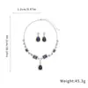 Set de Pendientes de Lágrima Cuadrada con Diamantes y Cadena para Clavícula Estilo Corte de Moda, Set de Lujo Ligero de Gama Alta al por Mayor