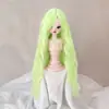 Peluca para Muñeca Seda Suave Figura BJD SD Vestir Estilismo Flequillo Largo de Colores Rizos de Lana Peluca Cubrecabezas