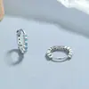 Aretes redondos de turquesa para mujer, plata de ley 925, estilo europeo y americano ins, aretes de lujo ligero, ins elegante, joyería para orejas de alta calidad