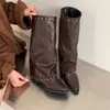 Botas de punta fina, botas largas, botas de caña alta, botas de tacón grueso, botas de montar, estilo nuevo, a la moda, que estilizan la figura, con hebilla de cinturón, adecuadas para primavera y otoño