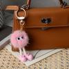 LLavero de peluche para coche, muñeco de peluche con forma de bola de carbón pequeña, con pelo de visón y piernas largas, para bolso de escuela, venta al por mayor de fábrica