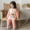 Pijama para niños de primavera y verano de algodón de manga larga con cuello redondo, traje para niños y niñas, algodón para bebés, ropa de casa
