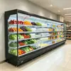 Vitrina Fría de Supermercado con Cortina de Aire para Frutas, Verduras, Brochetas Picantes para Hot Pot, Vitrina Refrigerada Vertical, Tamaño y Color Personalizables