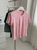 Camiseta Feminina Jacquard Padrão Escuro Pônei Tencel Manga Curta Macia Amiga da Pele Cor Sólida Gola Redonda Ombro Normal 26 Verão Fina