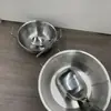Acero Inoxidable Tazón Coreano de Doble Asa Plato de Acompañamiento Caja para Hot Pot Hogar Salida Tazón para Snacks Tazón de Preparación Tazón para Ensalada de Papas Fritas Cuchara