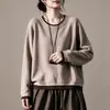 Suéter de Punto Redondo Color Block Retro Nuevo Otoño 2026 para Mujer, Top Holgado de Algodón Manga Larga, Punto Casual Versátil MHT