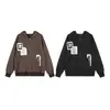 Sudadera con capucha y cremallera para hombre, estilo americano, con rayas marrones, parche de retrato, chaqueta casual holgada, moderna, vintage