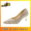 Tacones Altos de Aguja a la Moda, Zapatos de Boda, Zapatos de Boda Nupciales Franceses, Zapatos de Dama de Honor con Lentejuelas de Alta Gama, Nuevo Estilo 2025