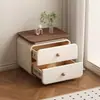 Criado-mudo minimalista na cor creme para uso doméstico, modelo novo moderno, mesa de cabeceira com armazenamento em couro para quarto, fácil de instalar, criado-mudo minimalista