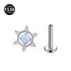 Aleación de Titanio F136 Estilo Marqués Zircón de Colores Borla de Mariposa Clavo para Hélice Auricular Rosca Interna Zircón Labio Clavo Stud Joyería para Piercing