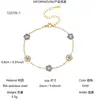 Elegante e Luxuoso Bracelete de Flor de Cinco Folhas Cravejado com Zircônia Colorida, Feito de Aço Inoxidável 304 Banhado a Ouro 18K, Adequado para Mulheres e Pode Ser Usado em Todas as Estações