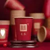 Vasos Desechables Engrosados, Caja Completa de Vasos para Bodas, Vasos de Agua Resistentes a Altas Temperaturas, Vasos de Papel Específicos para Bodas con la Palabra "Feliz" en Color Piel de Vaca Natural