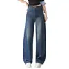 Calça Jeans Wide Leg Azul Curva Retrô para Mulheres, Lançamento Primavera e Outono 2026 Cintura Alta Wide Leg Slim Reta Calça Banana
