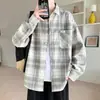 Chaqueta de cuadros de alta gama para primavera y otoño para hombres, adolescentes y estudiantes de secundaria, camisa casual de manga larga para hombre