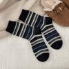Calcetines Maillard Pile con Puntadas Peludas Rayas Algodón para Mujer Retro Otoño e Invierno Cálidos Absorbentes de Sudor de Media Pantorrilla
