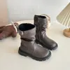 Botas de cuero de invierno para niñas de 6 a 12 años, forradas de felpa, cálidas, Botas Martin de caña alta, Botines antideslizantes para niños, Botas de jinete estilo coreano