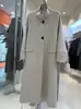 Elegante Casaco de Lã Dupla Face com Gola Alta para Mulheres 2025 Nova Versão Coreana de Alta Qualidade Estiloso Acinturado Slim Fit Casaco de Lã