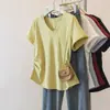 Roupas Femininas Plus Size 2026 Verão Novo Estilo Cinto na Cintura Manga Curta Emagrecedor Top Versátil Casual Simples Cor Sólida Camiseta de Manga Curta