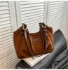 Bolso de Mano Vintage de Ante para Mujer 2025 Nueva Moda Versátil Bolso Tote para Viajes al Trabajo Bolso Casual de Hombro
