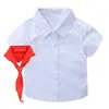 Camisa branca de algodão para meninos Roupas de desempenho de manga comprida Camisa branca feminina do ensino médio Vestido de menino para crianças Uniforme escolar do aluno