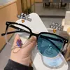 Nuevos lentes miopes fotocromáticos anti-luz azul 15927 armazón grande liso retro armazón de lentes fotocromáticos lentes miopes color té