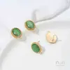 Brincos de Ouro 14K Preenchido Fortes Coloridos que Preservam a Cor com Pedras de Olho de Gato Coloridas Ovais em Formato de Ovo com Argolas Penduradas Acessórios para Brincos DIY Materiais
