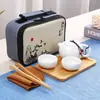 Juego de Té Kung Fu de Viaje Juego Una Tetera Dos Tazas Tetera Rápida para Invitados Juego Portátil para Exteriores Hogareño Cerámica logo