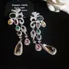 Joyas: Pendientes de botón florales con forma de huevo de topacio y aguamarina, pendientes elegantes de lujo para banquetes, pendientes de alta gama de lujo ligero