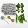 Rosa Popular Artificial de Espuma de Polietileno Transfronterizo con Palo, Accesorios de Hoja de Hierba Acuática, Arreglo Floral DIY, Decoración del Hogar