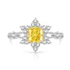Anel de Flor de Gelo Colorido de Pedra Preciosa Mais Vendido em Live-Stream, Diamante de Alto Carbono Super Brilhante, Anel de Estrela de Oito Pontas Banhado a Ouro, Venda Direta de Peça Única