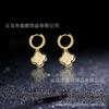 Pendientes Flor de Cuatro Hojas con Borde Negro Elegantes de Moda Estilo Coreano Pendientes Sencillos Versátiles de Lujo Ligero Flor de Fritilaria Blanca Joyería para Orejas Mujer