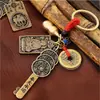 Latão Dinheiro dos Cinco Imperadores Pingente Chaveiro Zodiacal Doze Signos Chaveiro Atrator de Fortuna Ornamentos Acessórios para Reunião no Templo