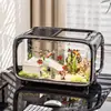 Aquário criativo para uso doméstico na sala de estar, aquário transparente com tampa, móvel de TV de mesa, aquário ecológico para visualização de peixes dourados e tartarugas