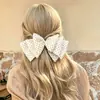 Pinza para el pelo con lazo de lunares dulce y elegante, Pinza de resorte para el pelo elegante y femenina para media coleta, Pinza superior con lazo de lunares