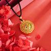 Sha Jin Fu palavra colar flor oco textura retrô oco redondo marca cor gota de óleo pingente jóias jóias atacado