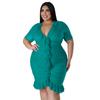 N7816 Ropa Europea y Americana Tallas Grandes para Mujer Amazon Nuevo Malla en Capas Transparente Doble Capa Volantes Vestido Sexy