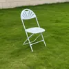 Silla Plegable de Plástico para Exteriores, Césped, Boda, Exposición, Reunión, Estadio, Concierto, Respaldo Calado de Abanico, Correa, Agujero para la Mano