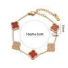 Pulsera de trébol de cuatro hojas de acero de titanio que no se desvanece con diamantes, pulsera de dijes de moda de oro rosa de 18 quilates, pulsera de cinco flores estilo europeo y americano