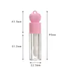 Nuevo tubo de brillo de labios con tubo largo redondo en forma de corazón y hebilla colgante, herramienta dispensadora de tubo de brillo de labios, material de empaque cosmético, tubo de brillo de labios vacío