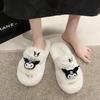 Zapatillas de felpa de tacón alto para mujer, para uso exterior, otoño e invierno, estilo coreano, con forro polar, cálidas, antideslizantes, de algodón, para interiores y exteriores.