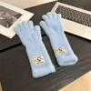 Guantes de felpa suaves y cerosos para mujer, de invierno, con diseño de pingüino, color liso, largos, cálidos, resistentes al frío, con salida para los dedos y pantallas táctiles, de punto.