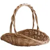 Cesta de Flores Paja Tejida Sauce Tejida a Mano Flor Arreglo Floral Cesta Cesta de Almacenamiento Portátil Tejida en Bambú Cesta para Recoger Frutas