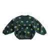 Cor linda e estilo versátil~ Suéter infantil outono e inverno versão coreana estampa de bolinhas para meninos e meninas moda retrô pulôver malha