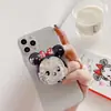Soporte para teléfono móvil, líquido con purpurina, funda de teléfono de dibujos animados con soporte, bolsa blanda de arena movediza, soporte de escritorio, bolsa de agua