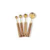 Copo medidor de aço inoxidável banhado a ouro colher medidora cabo de madeira de acácia colher medidora ferramenta de medição ferramenta de cozinha para assar de oito peças