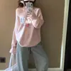 Moletom Feminino Estilo Coreano Estilo Preguiçoso Gola Assimétrica Ombro a Ombro Manga Longa 2025 Novo Casual Solto Moda Versátil