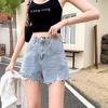 Shorts jeans rasgados femininos, verão 2021, novos, cintura alta, perna larga, soltos, slim fit, calças em formato de A, super quentes, calças da moda