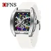 Reloj para Hombre Oufani Venta Caliente Transfronteriza Luminoso Impermeable Creativo Forma de Barril Reloj de Cuarzo Esfera Hueca Láser Reloj Impermeable