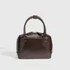 Bolsa Boston Simples Elegante Feminina Almofada Pequena Quadrada Estilo Coreano Retrô Bolsa de Boliche Moderna Bolsa de Ombro Transversal